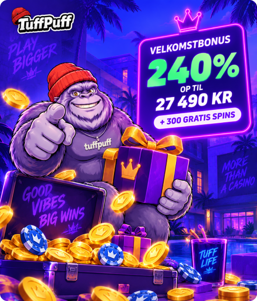 Tuffpuff velkomstbonus pĂĄ op til 2.500 kr. + 100 free spins